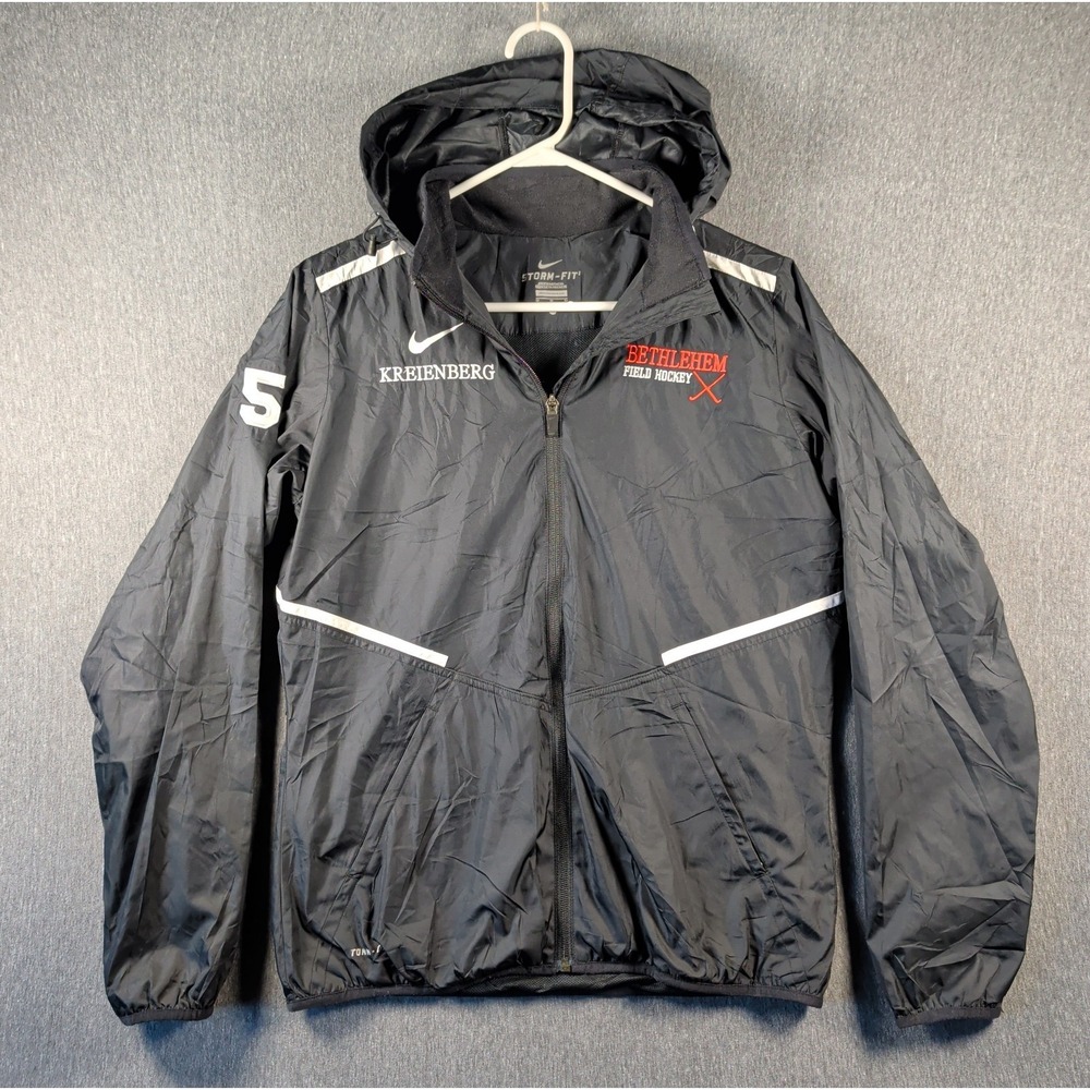 Nike Storm Fit 1 Zip Jacket Womens M Black Hood Field Hockey Embroidered Sports